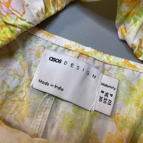 ASOS yellow floral tank maternity dress size 4 - Picture 4 of 6